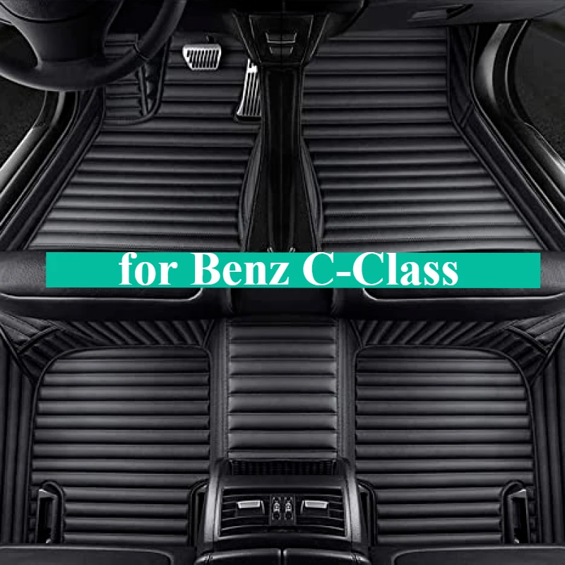 Custom Car Floor Mats for Benz C-Class 2020-2015-2021-2023 Leather Carpets Auto Interior Accessories Truck Model Rugs Foot Cover