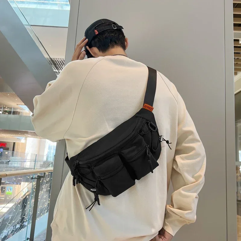 Bolso de hombro al aire libre para hombre y mujer, bolsa de pecho deportiva versátil, de lona, estilo cruzado, marca de moda japonesa, 2024