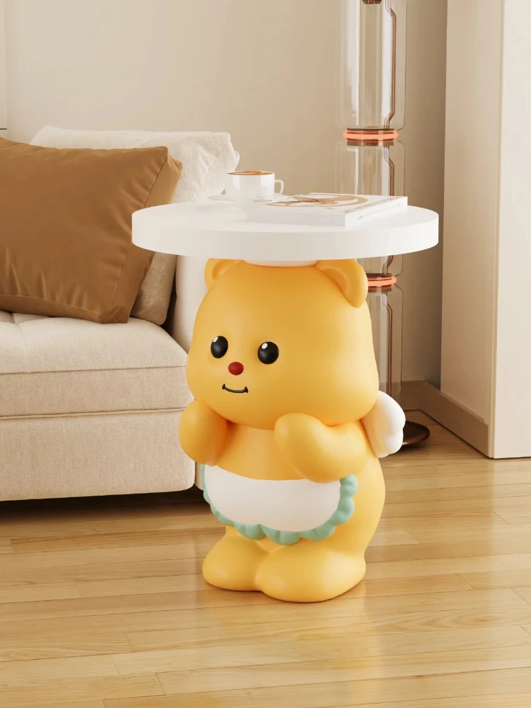 Kawaii Room Decor Cartoon Bear Statue Coffee Table Home Living Room Bedroom Bed Side Table Creative Floor Decoration Furniture