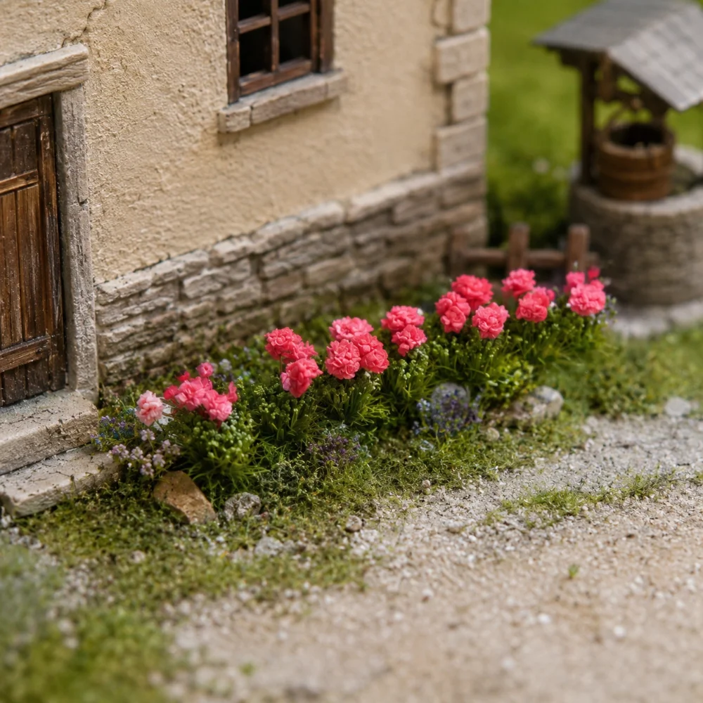 Miniature Flower Cluster Grass Flower Tufts for Mini Dollhouse Fairy Garden Railway Simulated Static Scenery Micro Landscape