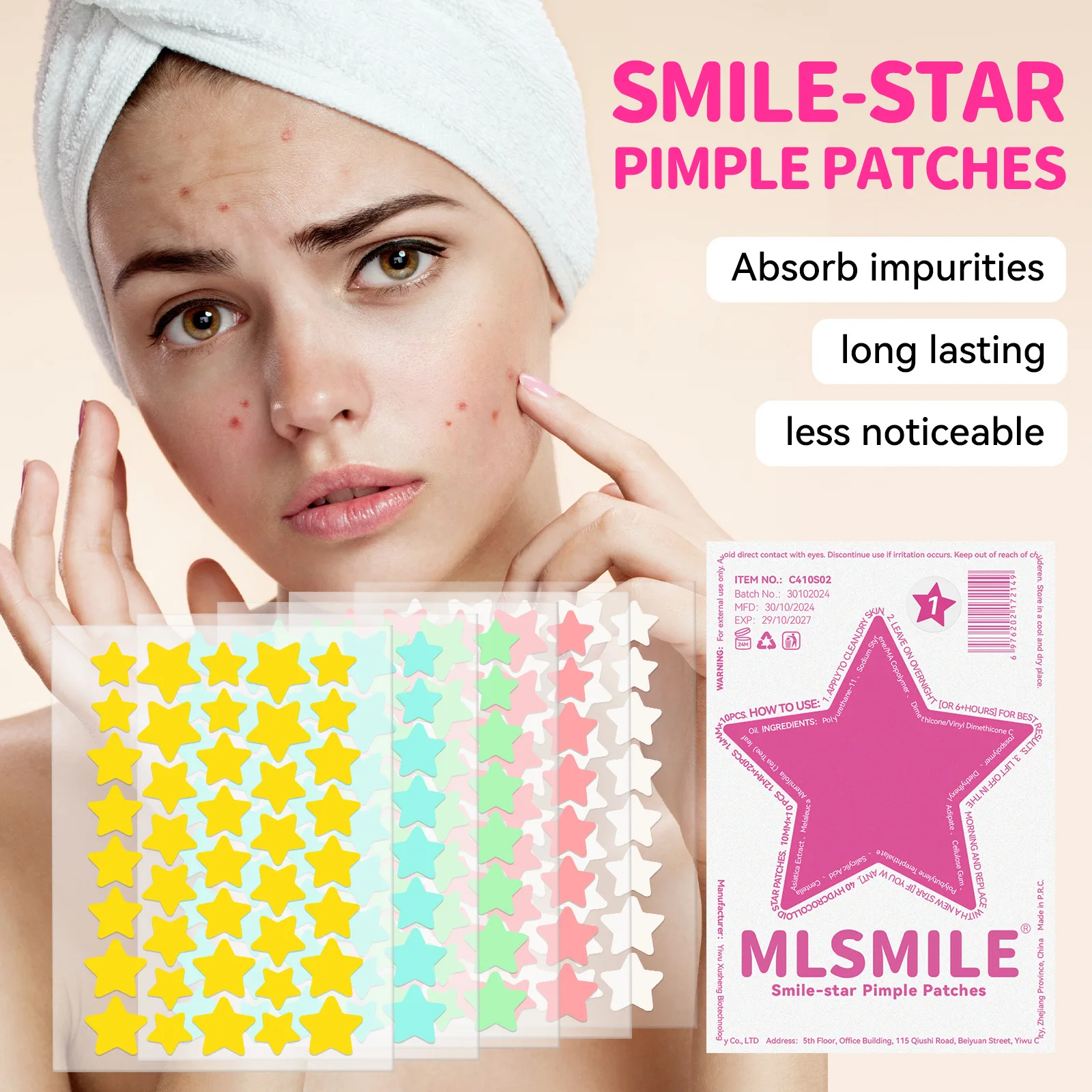 

MLSMILE Colorful Invisible Acne Removal Skin Care Stickers Concealer Face Spot Beauty Skin Care Tool Acne-clearing patch