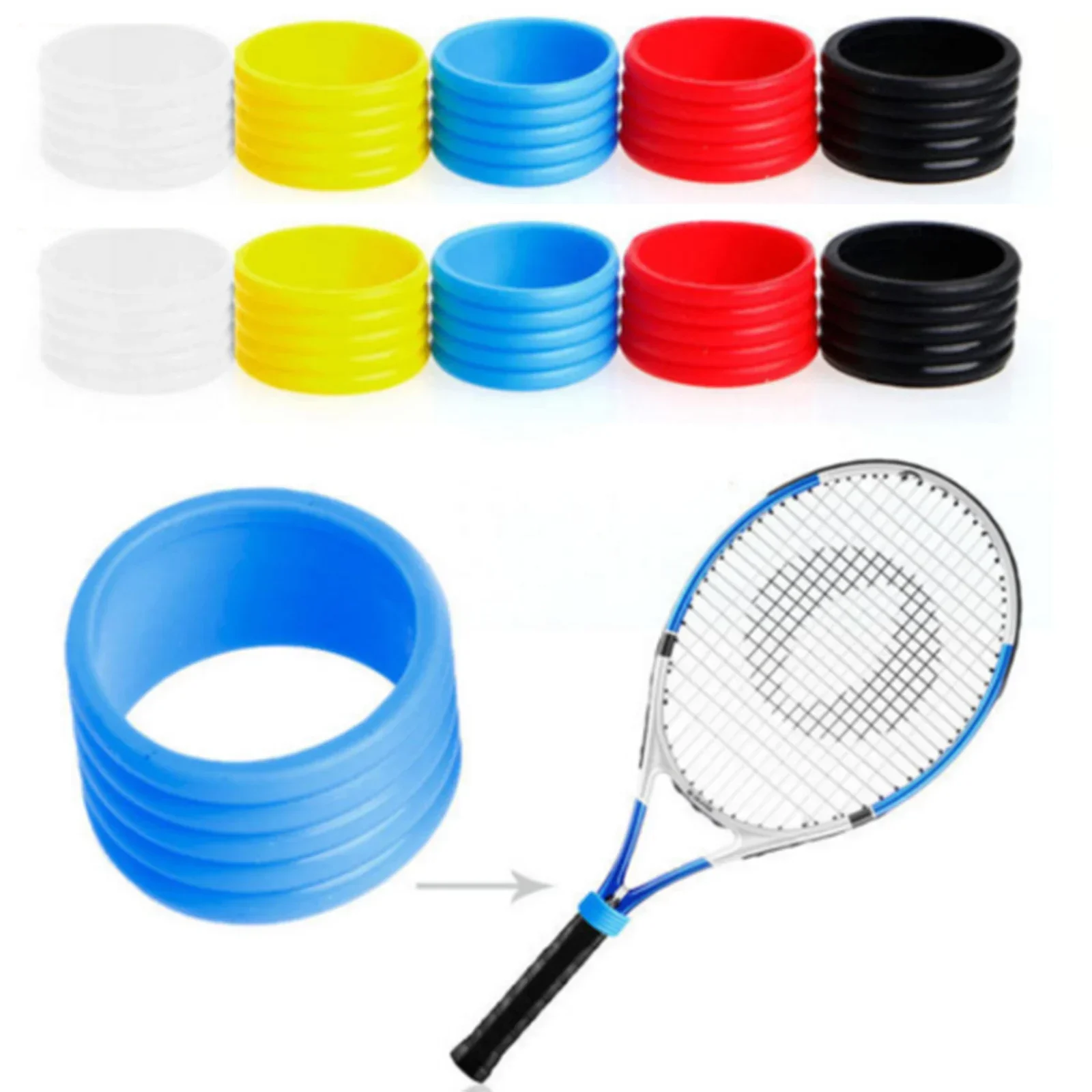 10pcs Tennis Racquet Rubber Ring 25mm 20mm Silicone For Tennis Racket Squash Racket Outdoor Badminton Accessories Equipment