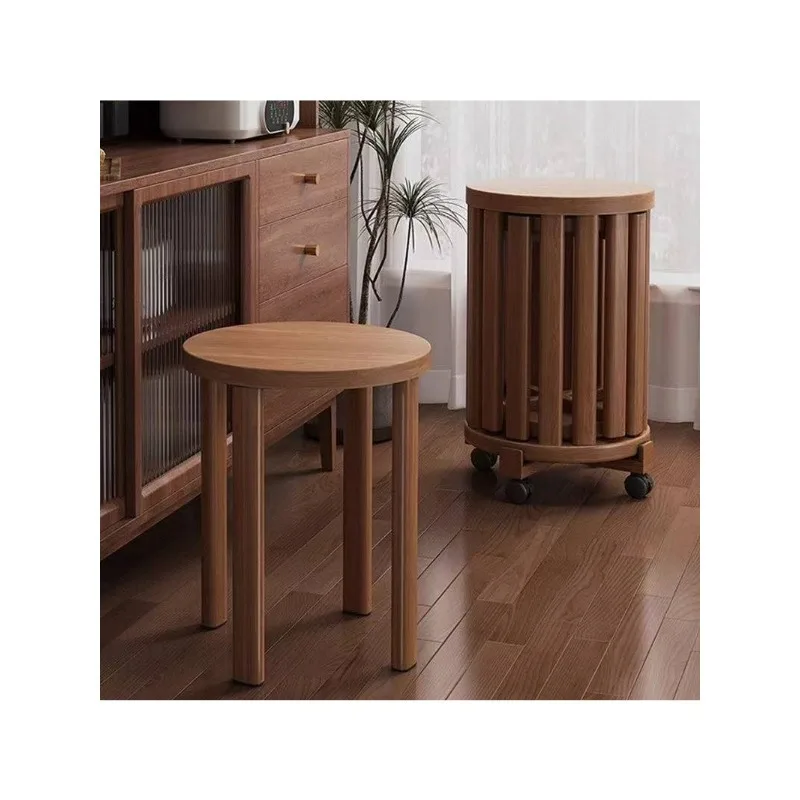 Gestapelter Musikhocker Stapelbarer runder Haushaltshocker aus massivem Holz Neuer chinesischer Hocker Kleiner niedriger Hocker Küche Esszimmer Kleiner Hocker