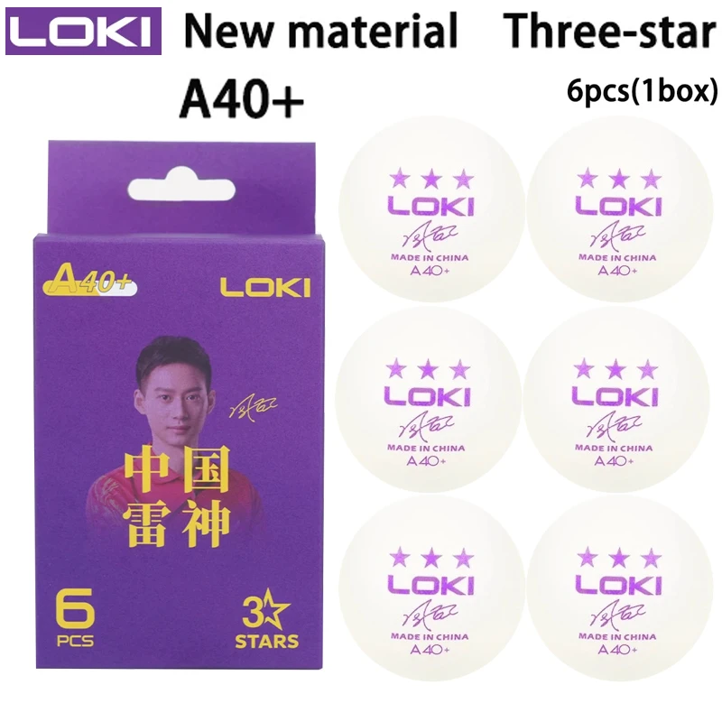 

LOKI 3-Star A40+ Table Tennis Balls 6 Per Box with Seam ABS New Material Ping Pong Balls High Durability Roundness for Training