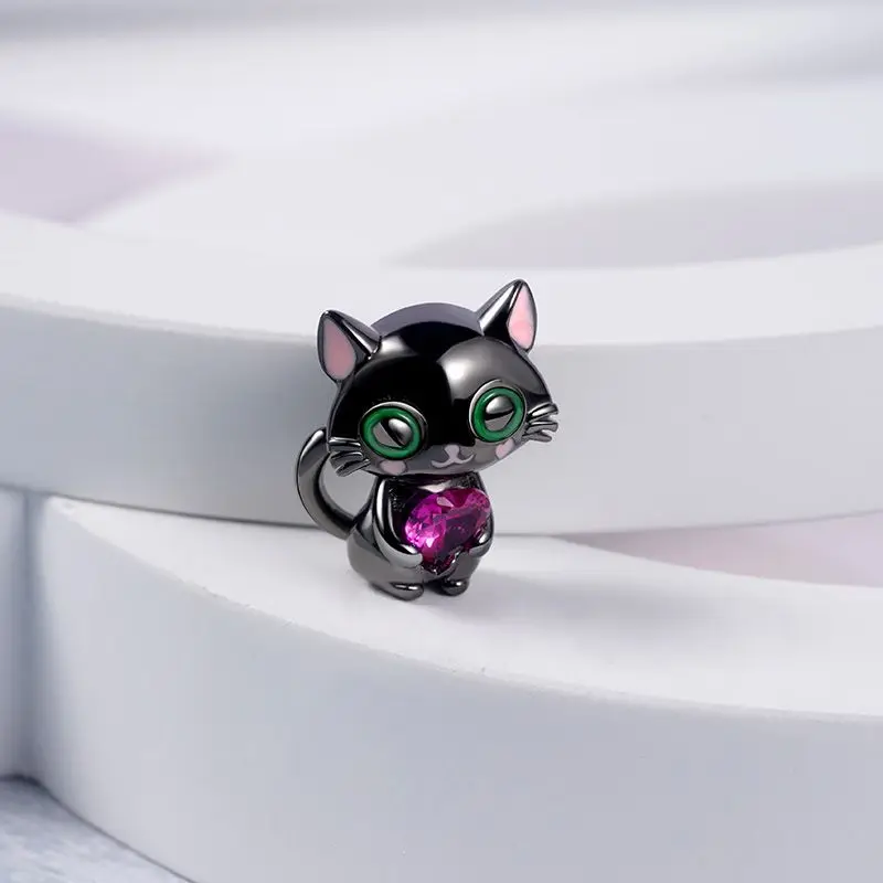 Nova prata 925 jóias diy gato irritado gato bonito francês cão de luta chihuahua cão charme talão caber pandora original pulseira trinket