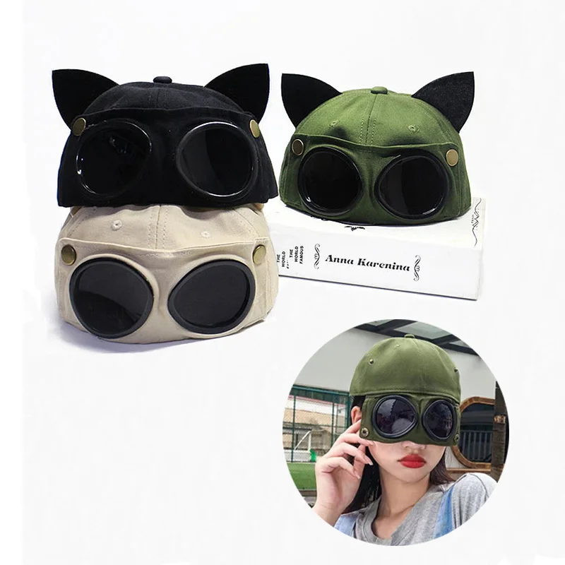 

Funny Aviator Personality Pilot Hat Punk Baseball Cap Bonnet Summer Outdoor Costume Hiphop Hat For Men Women