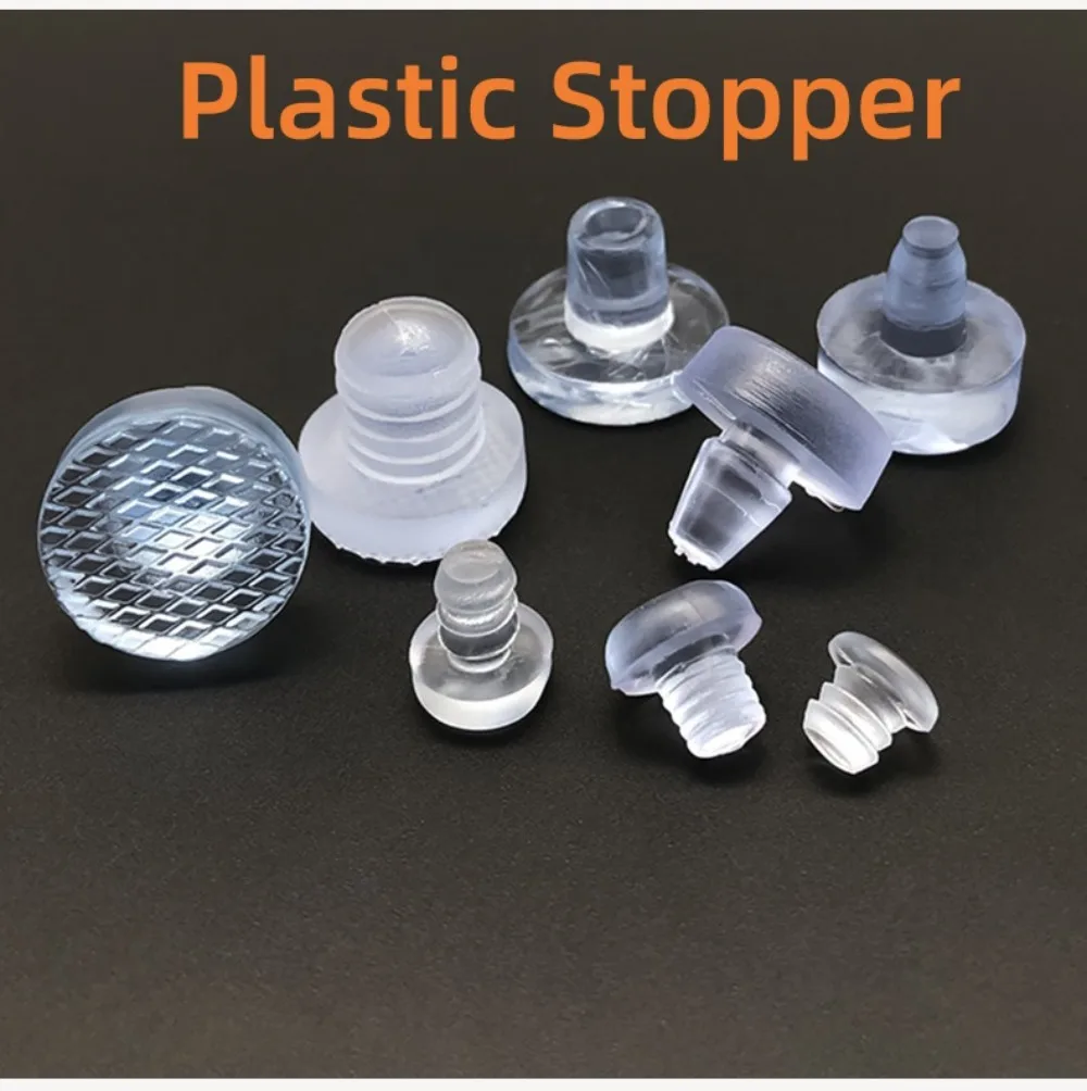 Durable T-Type PVC/PE Plastic Chair Leg Stoppers, Clear/White Anti-Slip Foot Pads for All Kinds of Furniture Leg Holes