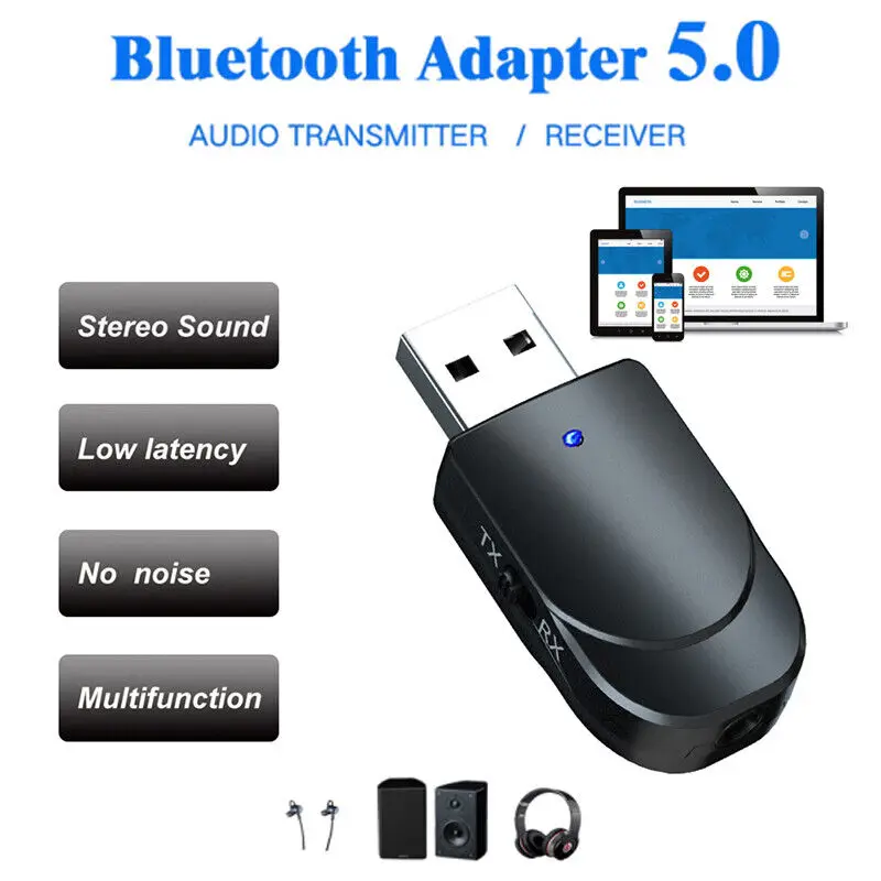 Bluetooth 5.0 Audio Receiver Transmitter KN330 2 In 1 Dual Output USB Computer TV Car Adapter For PC Cellphones Headphone