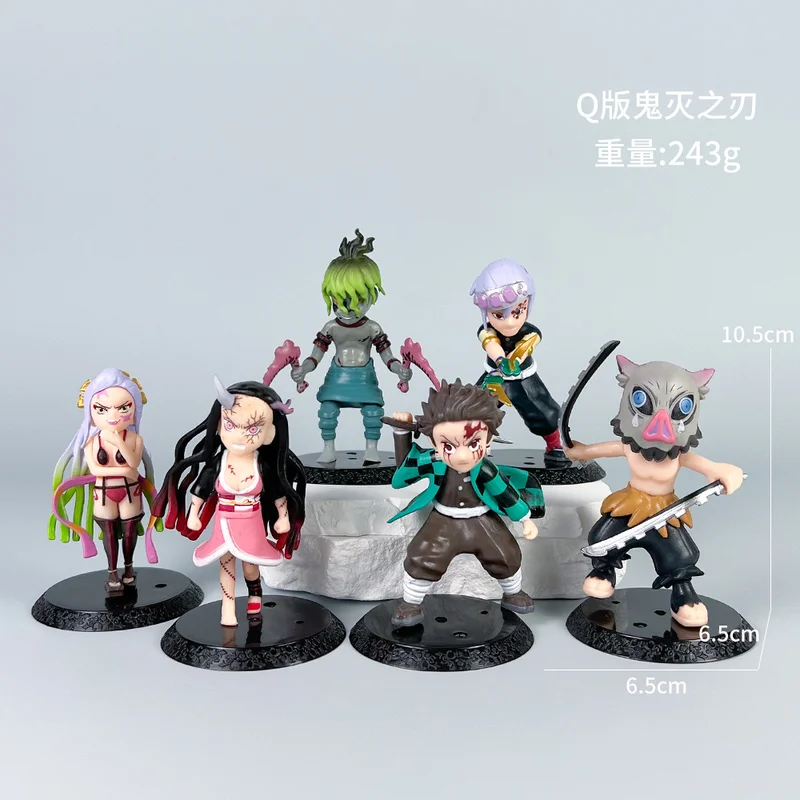 6 pcs Anime Demon Slayer Action Figures Tanjirou Nezuko Zenitsu Tomioka Giyuu Kochou Anime Figure Collect  Doll Toys
