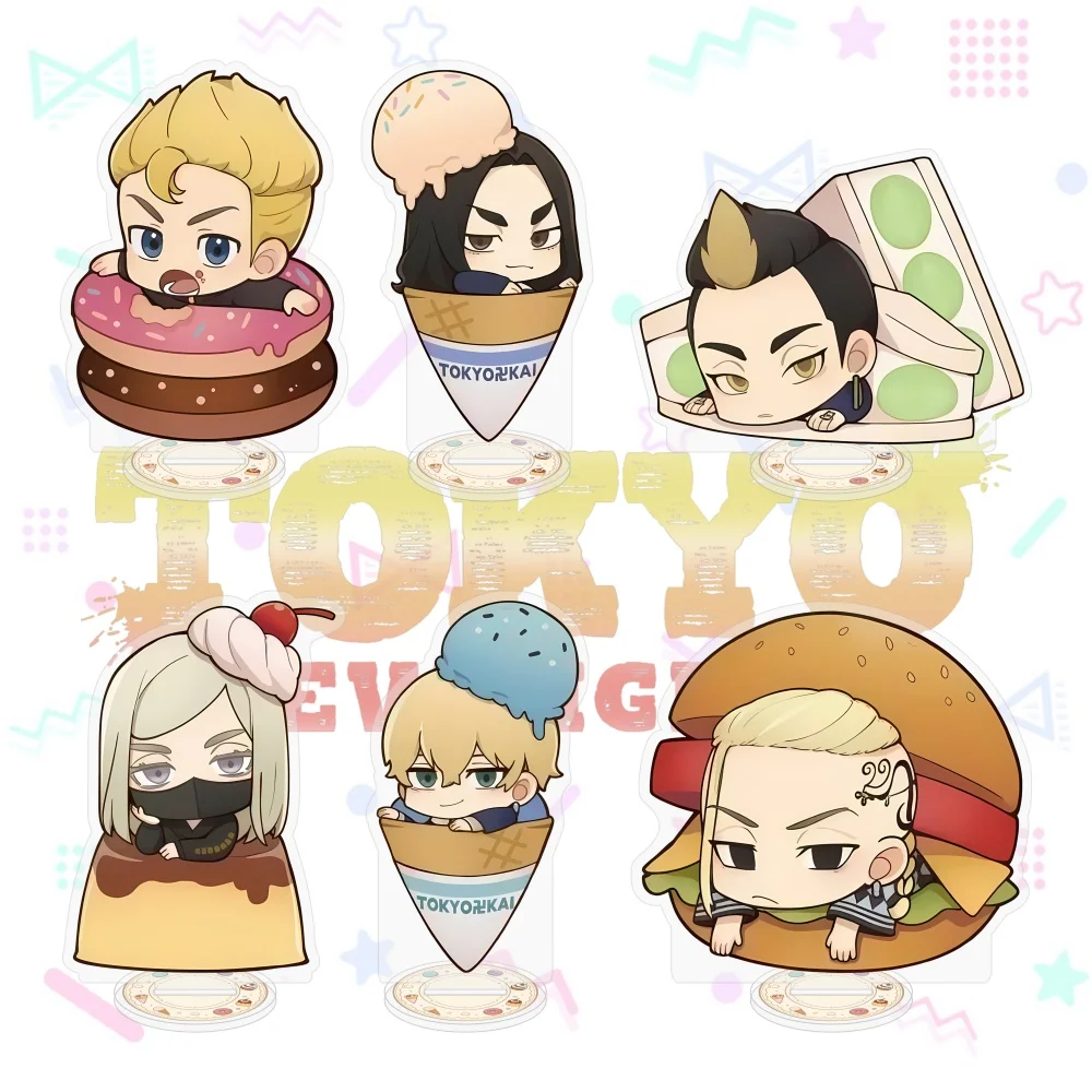 Tokyo Revengers Chibi Anime Acrylic Standee Cute Snack Version Mikey Draken Chifuyu Sanzu Kawaii Desktop Model Figure Keychain