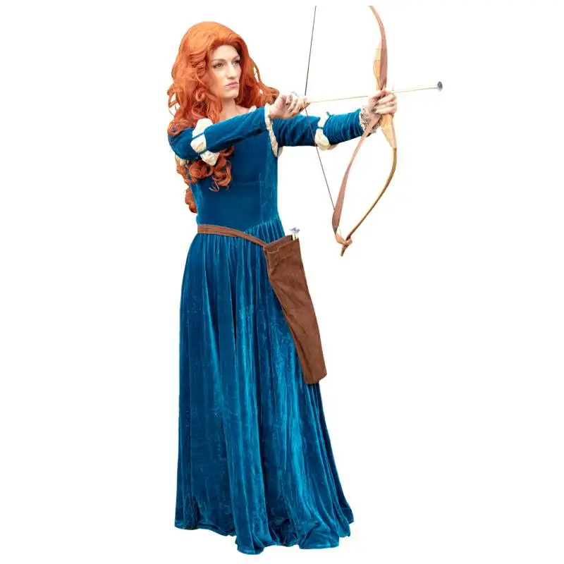 DAZCOS Brave Merida Princess Cosplay Costume Dress Long Outfits Halloween Carnival Outfit Renaissance Medieval Dress with Quiver