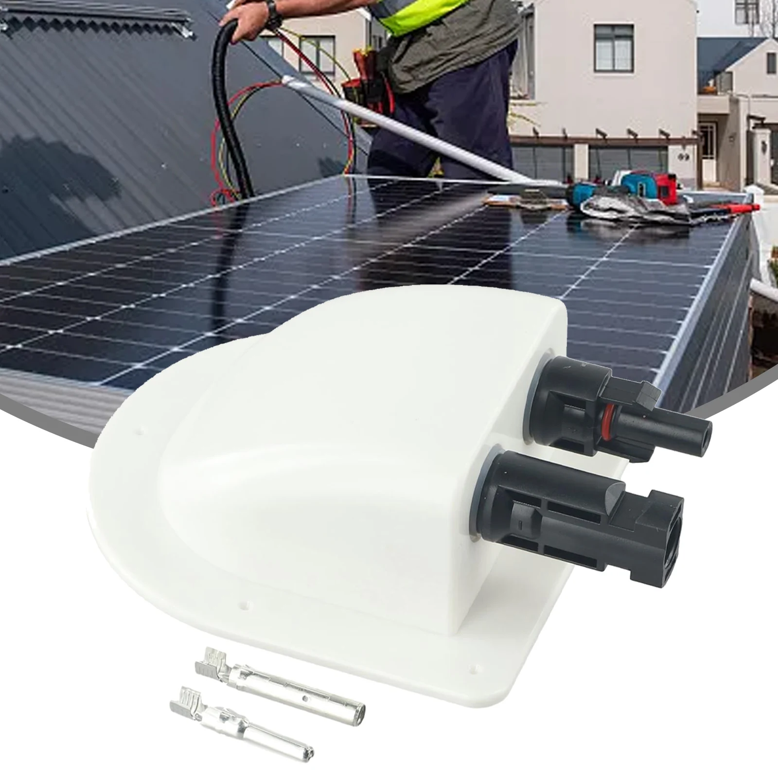 Waterproof ABS Solar Panel Cable Connections Box For Housing Solar Cells RV With 2-input Glands With Photovoltaic Plugs Sockets