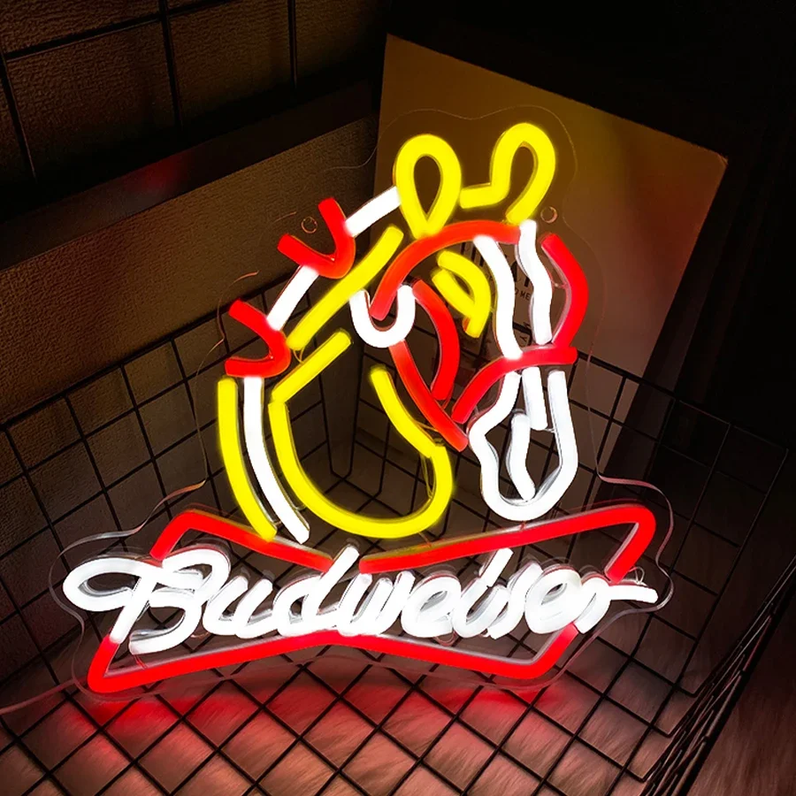 

Led Neon Light For Man Cave,Bedroom,Bar,Bistro Shop,Party,Birthday Gifts,Home,Wedding Decor,Budweiser Neon Sign For Wall Decor