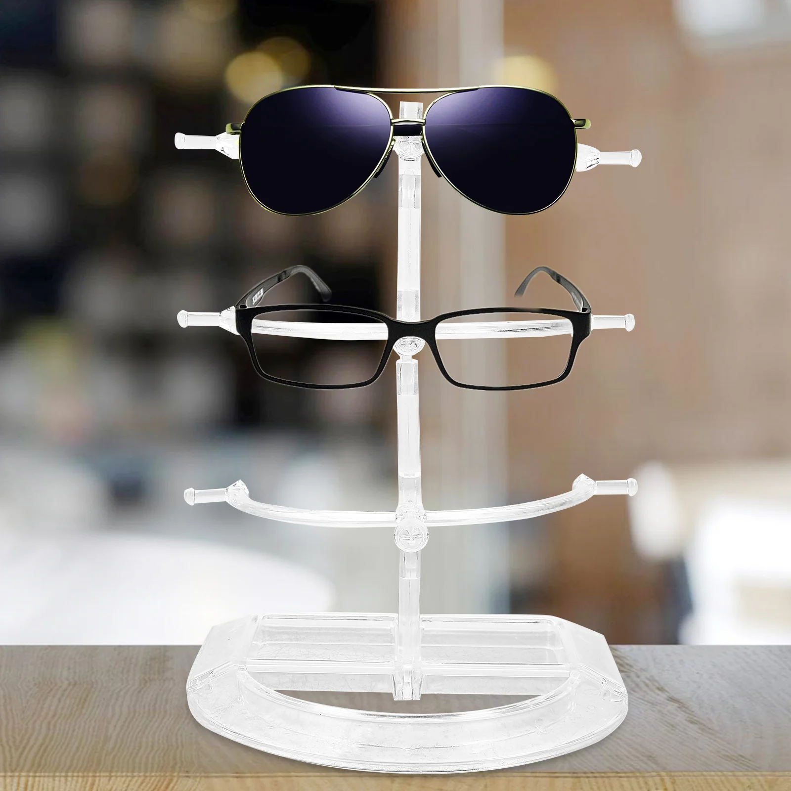 Detachable Eyeglass Rack Transparent Glasses Holder Three-layer Eyeglass Display Stand Portable Plastic Charm for Sunglasses