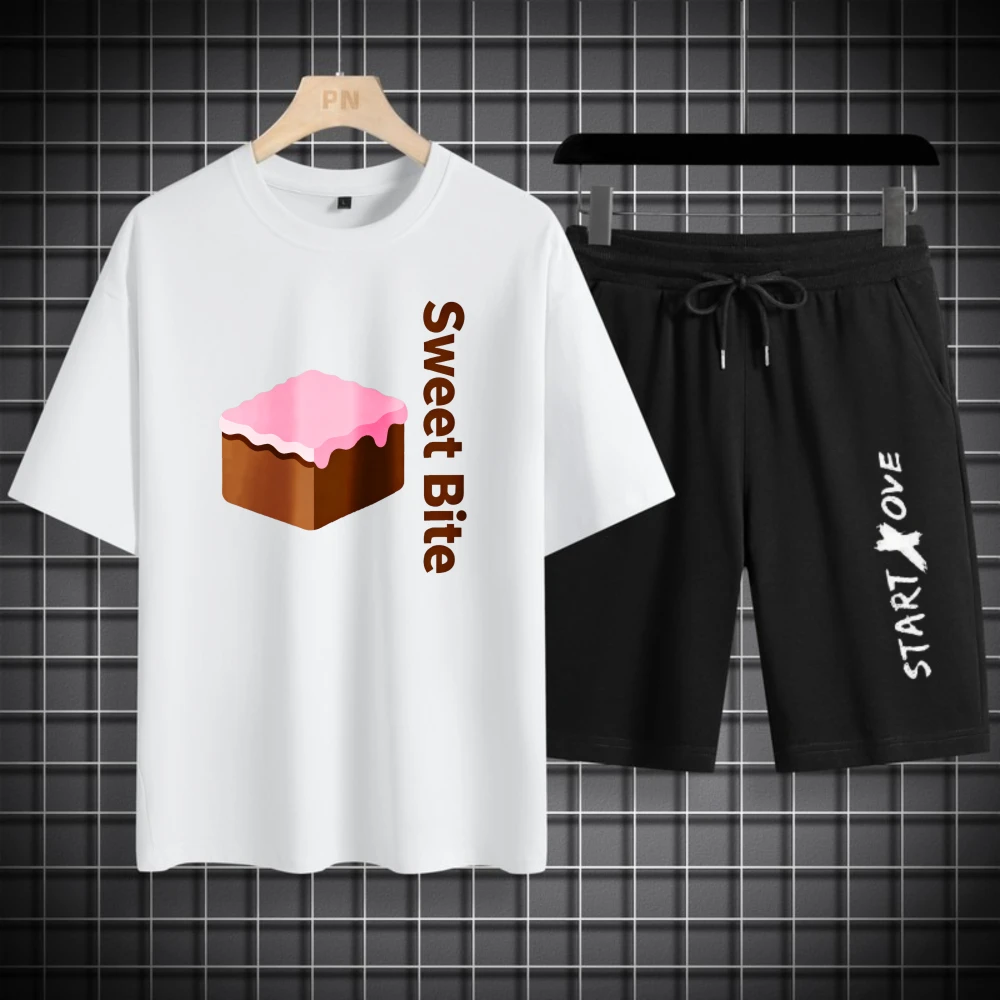 Men's T-shirts Sets Outfit men's clothing men's set Breathable Summer Short Sleeve+ Shorts Fashion Polyester