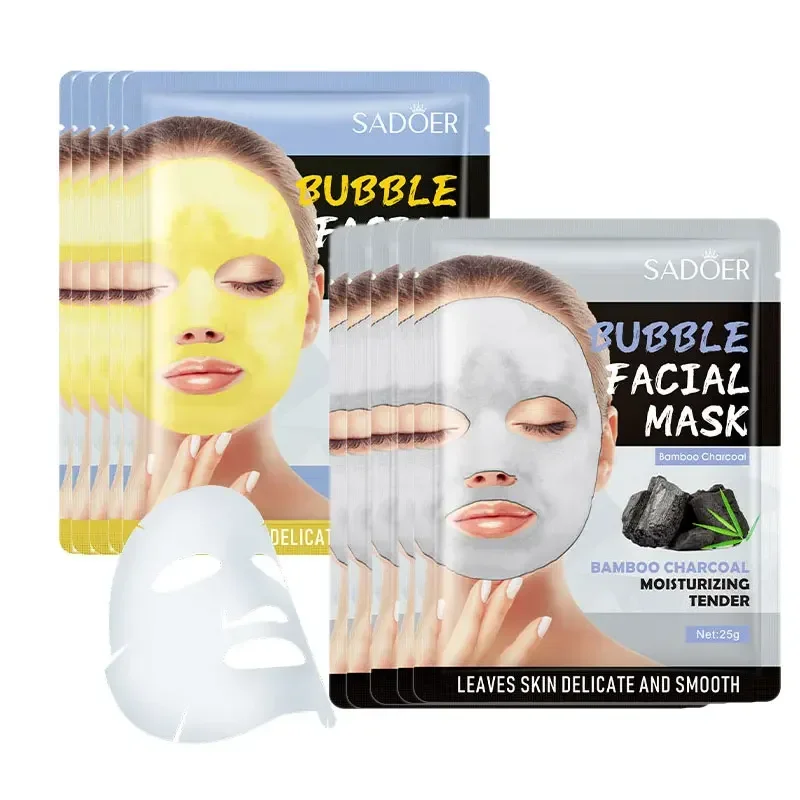 

10Pcs Bubble Facial Mask Deep Cleansing Turmeric Bamboo Charcoal Moisturizing Repair Brightening Skin Care Facial Mask beauty