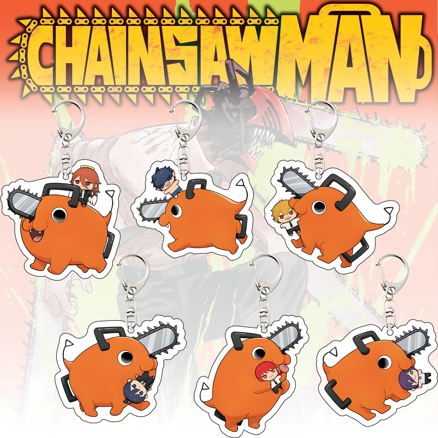 سلسلة مفاتيح أكريليك لشخصية الحيوانات الأليفة من Chainsaw Man - شخصية Pochita اللطيفة، قلادة حلقة مفاتيح، ديكور حقيبة الظهر، هدية لمحبي