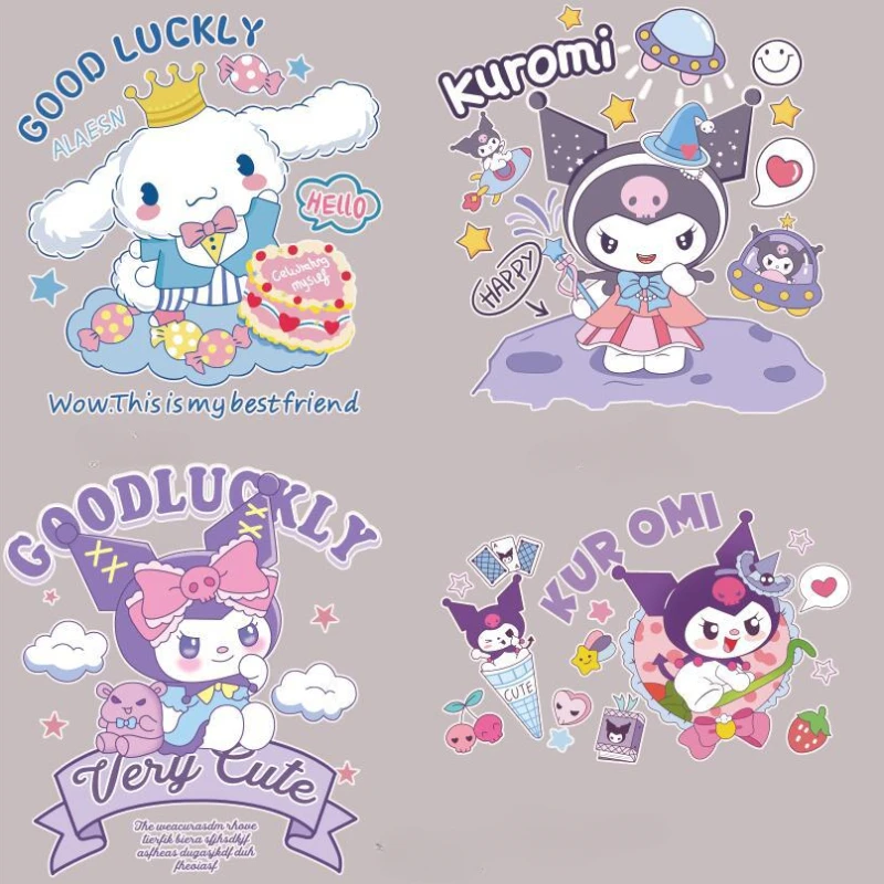 Sanrio Kawaii Cute Cartoon Cinnamoroll My Melody Handmade DIY Clothes Stickers Printed Clothes Stickers Wholesale