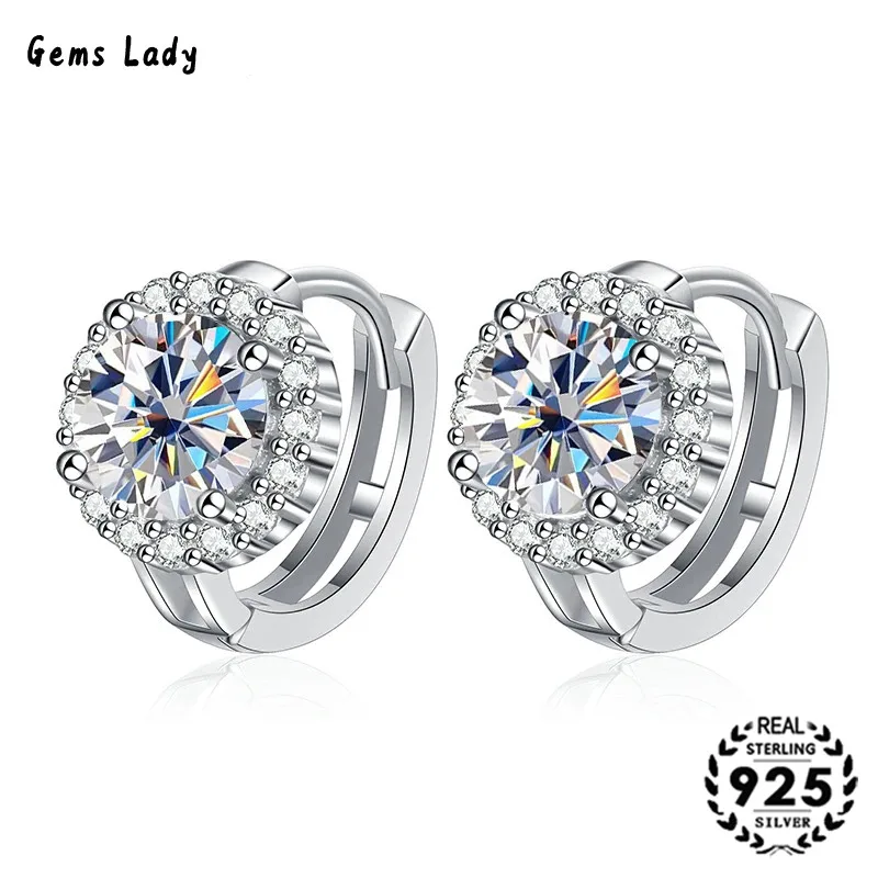 

Gems Lady Silver 925 D Moissanite Gem Earrings For Women Fashion Elegant Valentine's Day Birthday Gift For Girlfriend And Wife