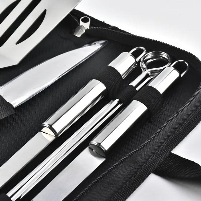 

Stainless steel oven set barbecue combination tool outdoor BBQ barbecue set barbecue set storage portable cloth bag baking tool