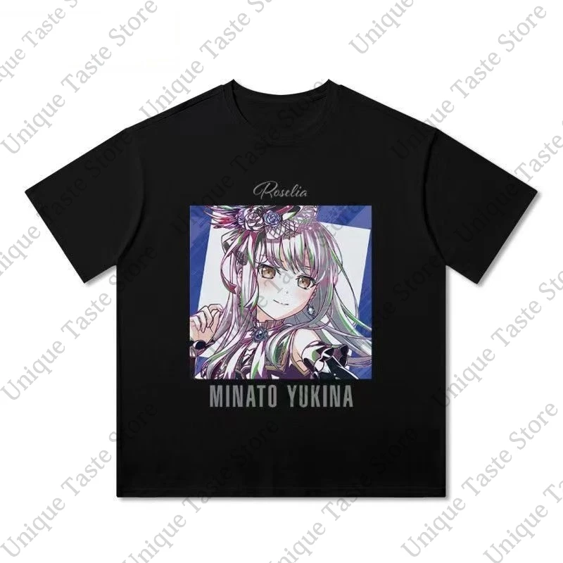 Anime BanG Dream Roselia T Shirt Yukina Minato Rinko Shirokane Cartoon Cute Print T-shirt Men Women Cotton Short Sleeve Tee Tops