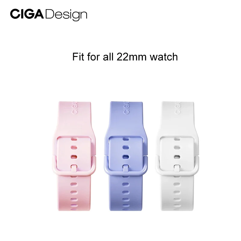 CIGA Design Original 22mm Silicone Watchbands Soft Watch Straps Quick Release Pin Buckle Bracelet for Women\'s Fashion Wristwatch