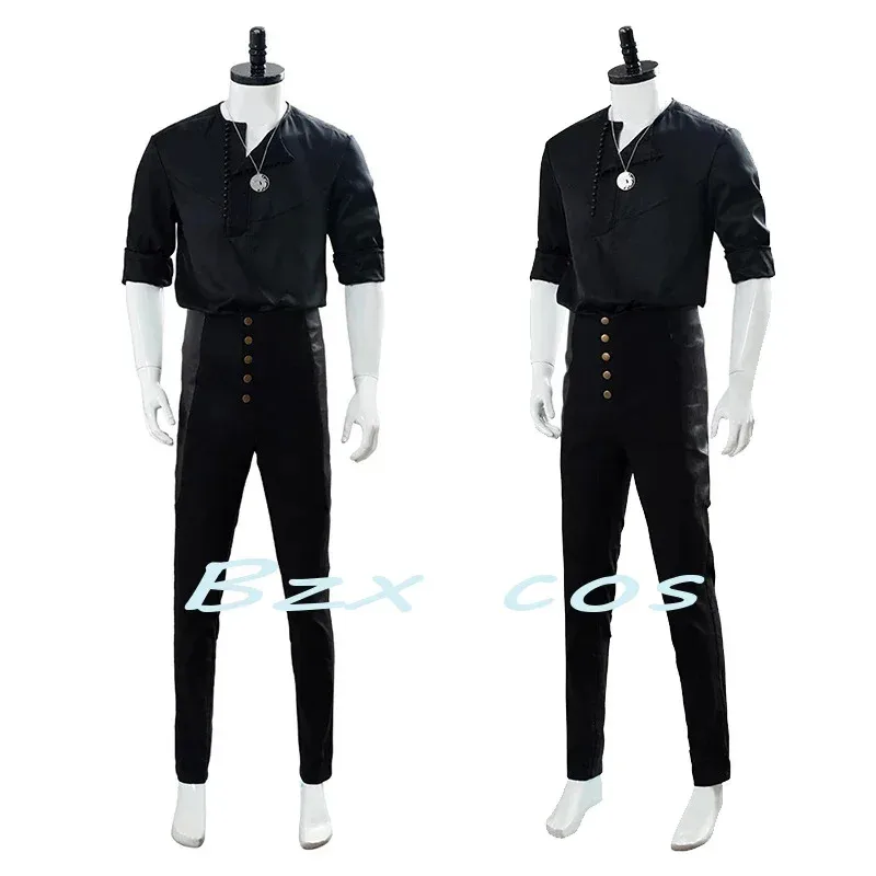جديد ★   تلفزيون جيرالت أوف ريفيا تأثيري لباس غير رسمي قميص الرجال بدلة سوداء هالوين كرنفال زي مخصص NX9479 ★   2025 تشي ☆