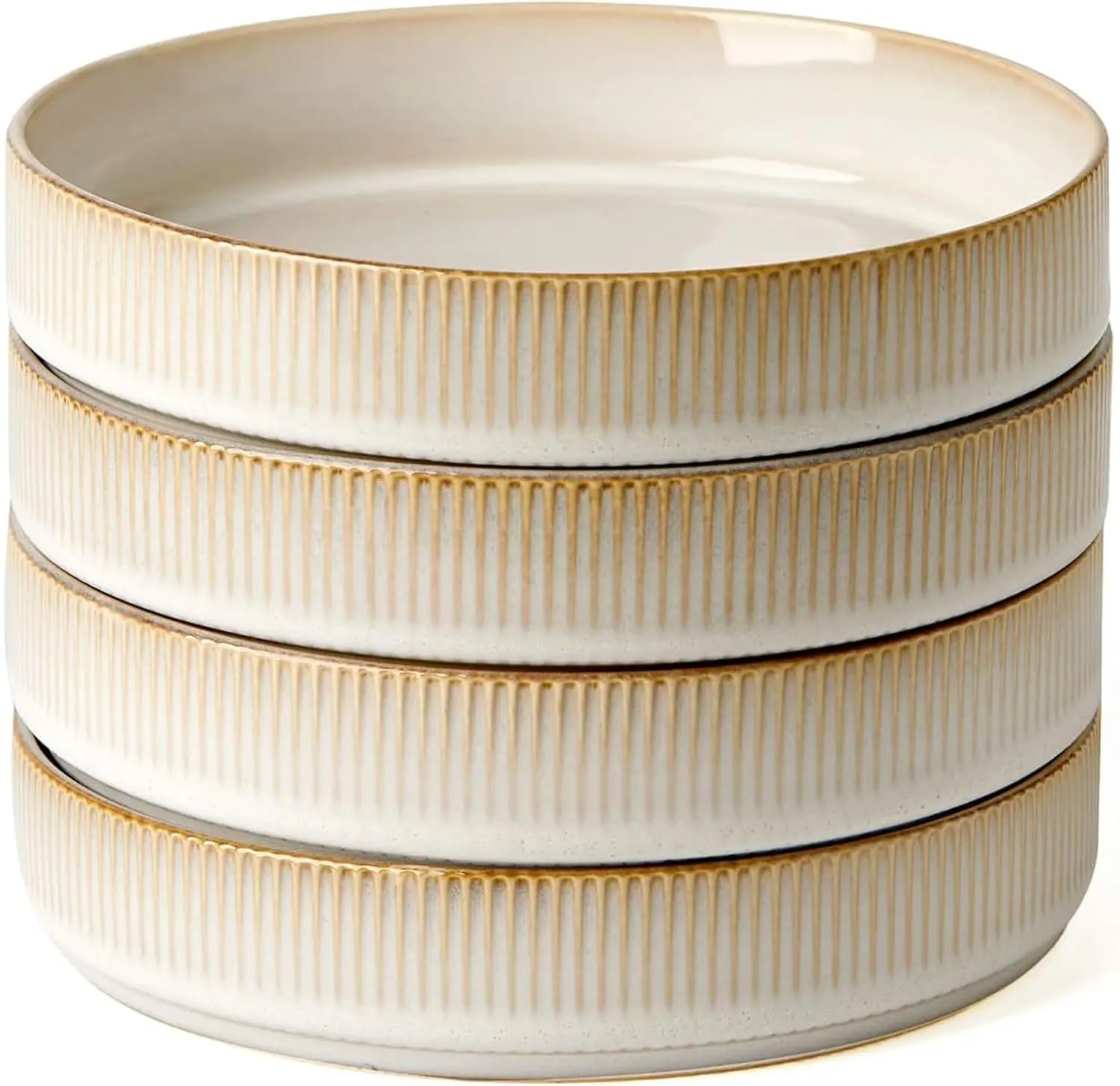 

7.5" Pasta Bowls Set of 4, Double Reactive Glaze, Stackable, Microwave & Dishwasher Safe