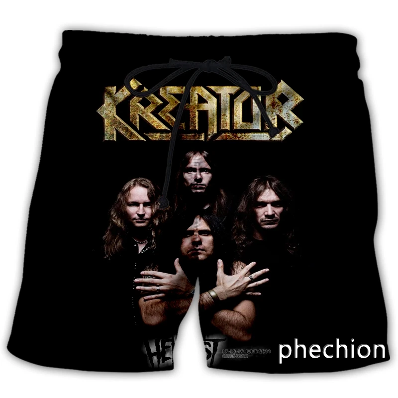 phechion New Fashion Men/Women Kreator 3D Print Casual Shorts Novelty Streetwear Men Loose Sporting Shorts L175