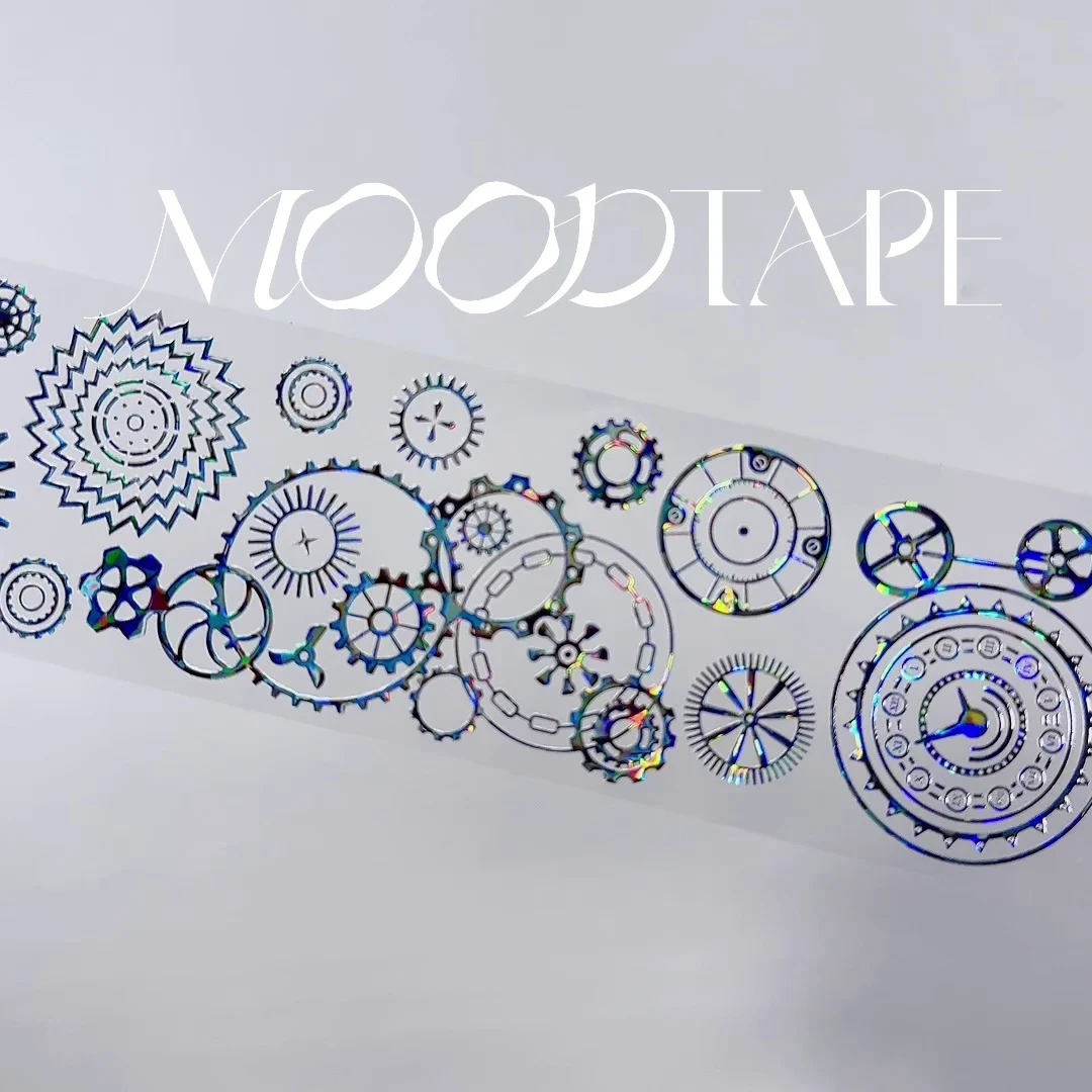 500cm Multiple Specifications Basic Chain Gear Landscaping Laser PET Tape Creative DIY Journal Collage Decor Material Stationery