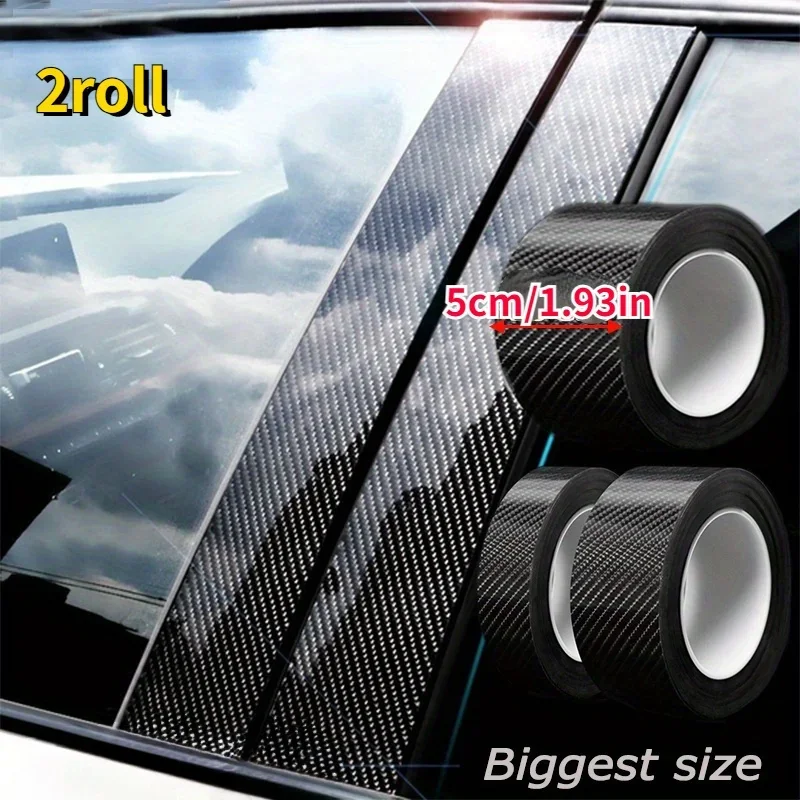

2 рулона, 5 см * 3 м / 1,96 дюйма * 118 дюймов, 3D виниловая пленка из углеродного волокна, защитная пленка от царапин для автомобиля и мотоцикла