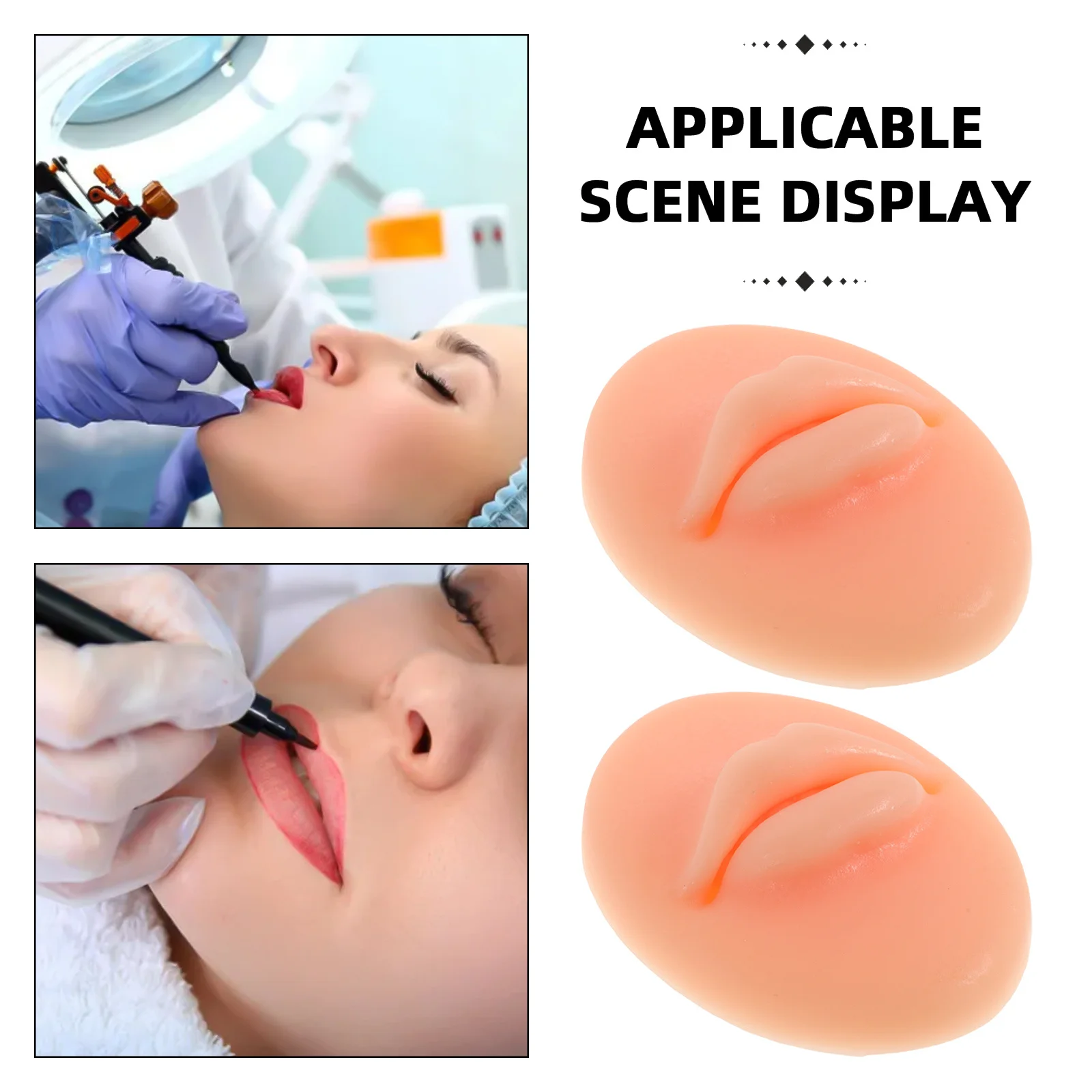 2 قطعة سيليكون ممارسة الشفاه واقعية الشفاه الوشم العرض المحمولة ماكياج التدريب الاصطناعي وهمية كبيرة الشفاه الوشم العرض