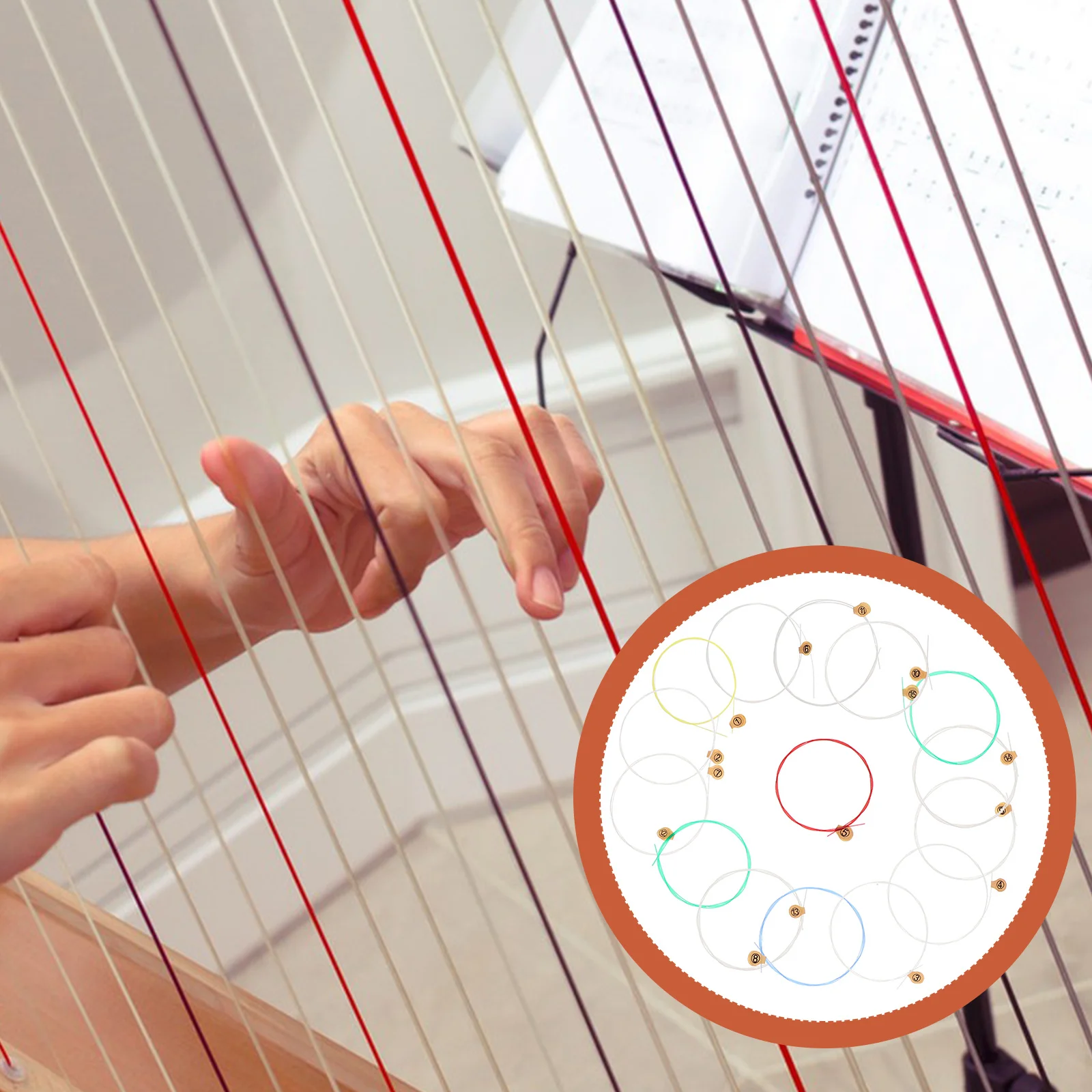 

15Pcs Harp Strings Premium Quality Lyre String Set Strong Treble Bright Bass Ideal for Instrument Maintenance Music Lovers Gift