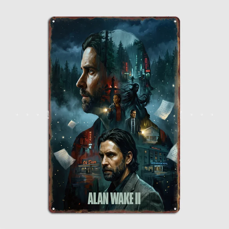 Alan Wake 2 Game Poster Metal Sign Posters Bar Bedroom Custom Wall Decorations Room Decoration Interior Home Decor