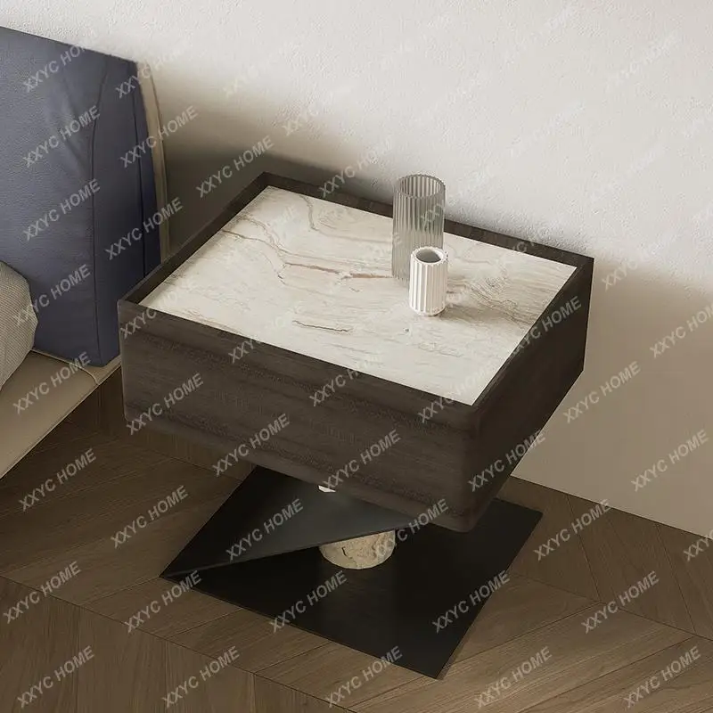 NN   Minimalist Solid Wood Nightstand,  Bedside Table with Natural Marble Top, One-Piece Cutting, Eco-Friendly,customize