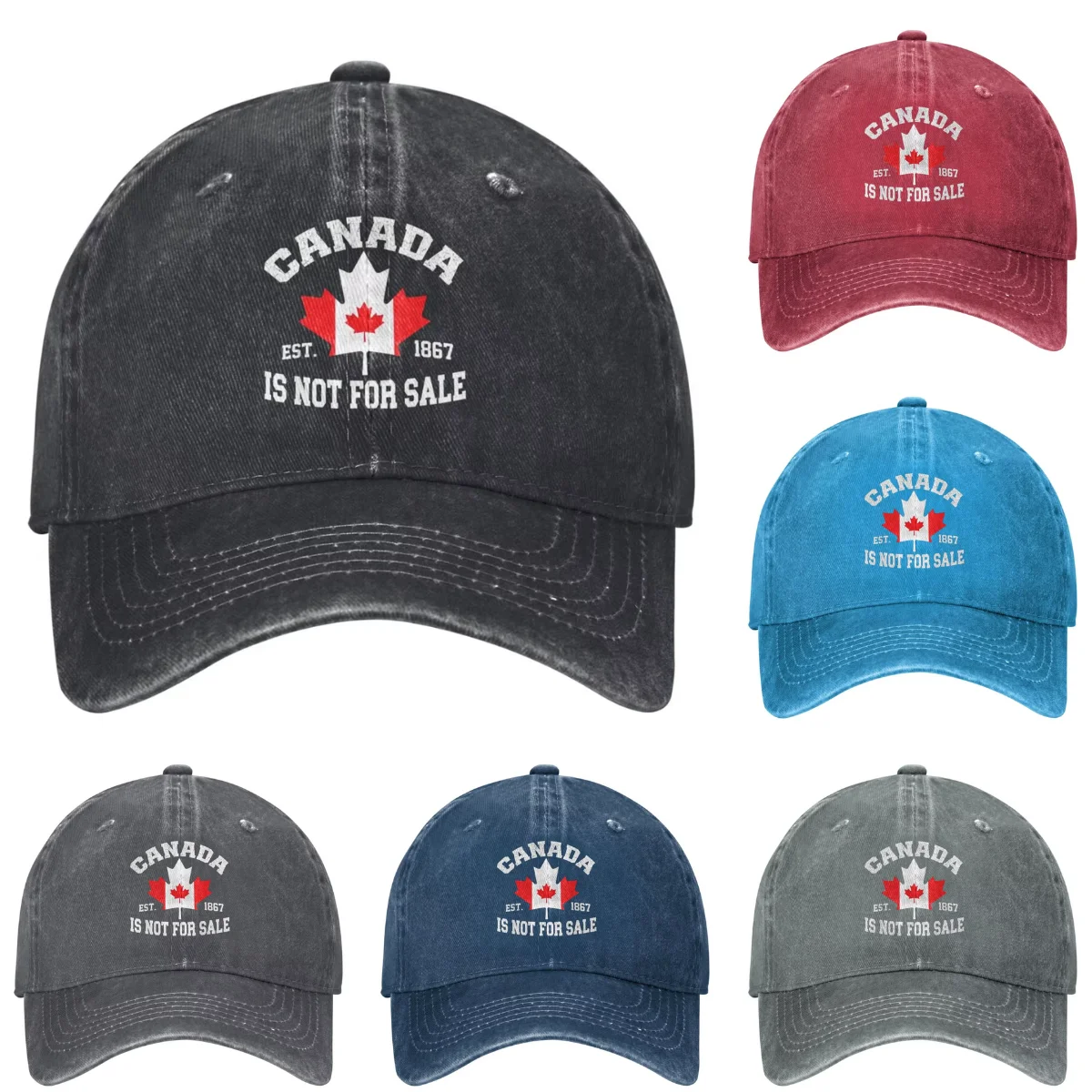 Canada Is Not For Sale EST. 1867 Denim Baseball Cap Tennis Skate Trucker Hat Summer Men Adult Vintage Sun Visors Baseball Caps