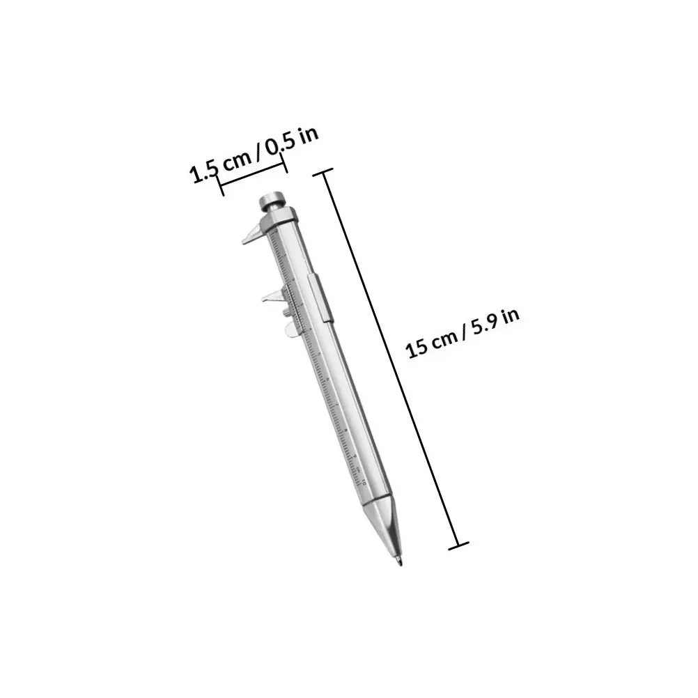 8Pcs Vernier Caliper Ballpoint Pen Multi-Function Scale Ruler Writing Tool Plastic Body Metal Tip Smooth Writing School Office