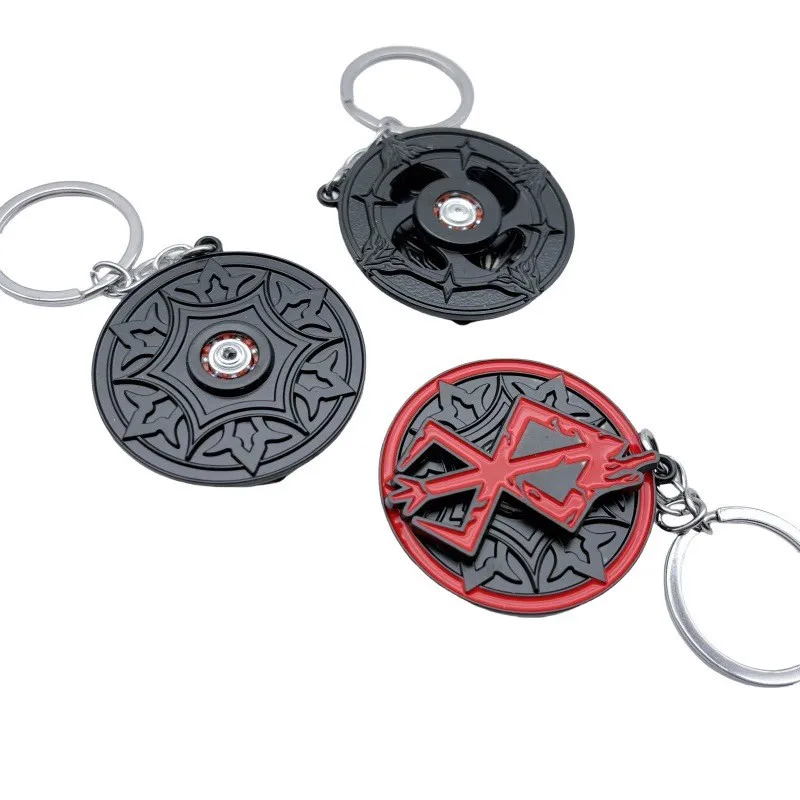 Porte-clés Anime en métal rotatif, pendentif émaillé rotatif épée Berserk/Guts, Llaveros, jouets de cosplay, cadeaux, bijoux