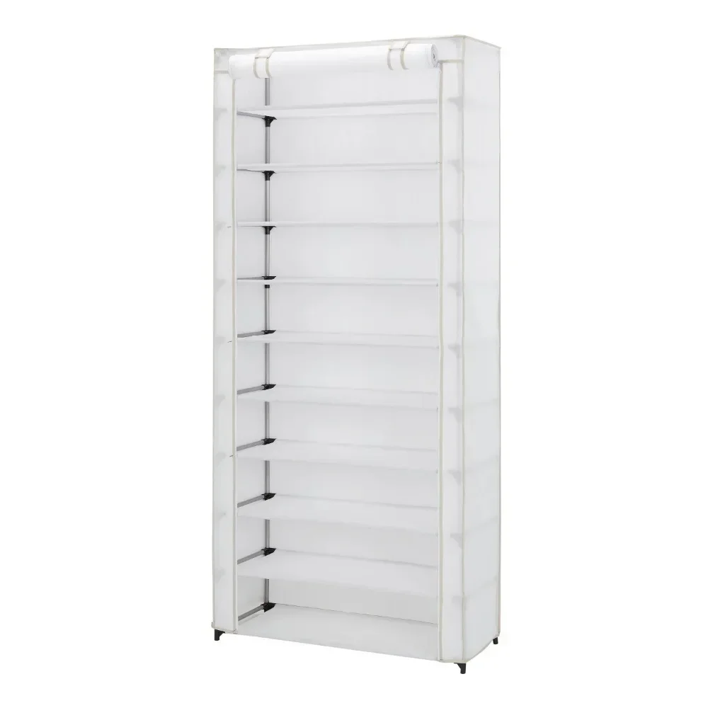 

10 Shelf Organizer Shoe Rack With Cover Shoes Storage White Shoerack Shoe-shelf Organizers Racks Free Shipping Home