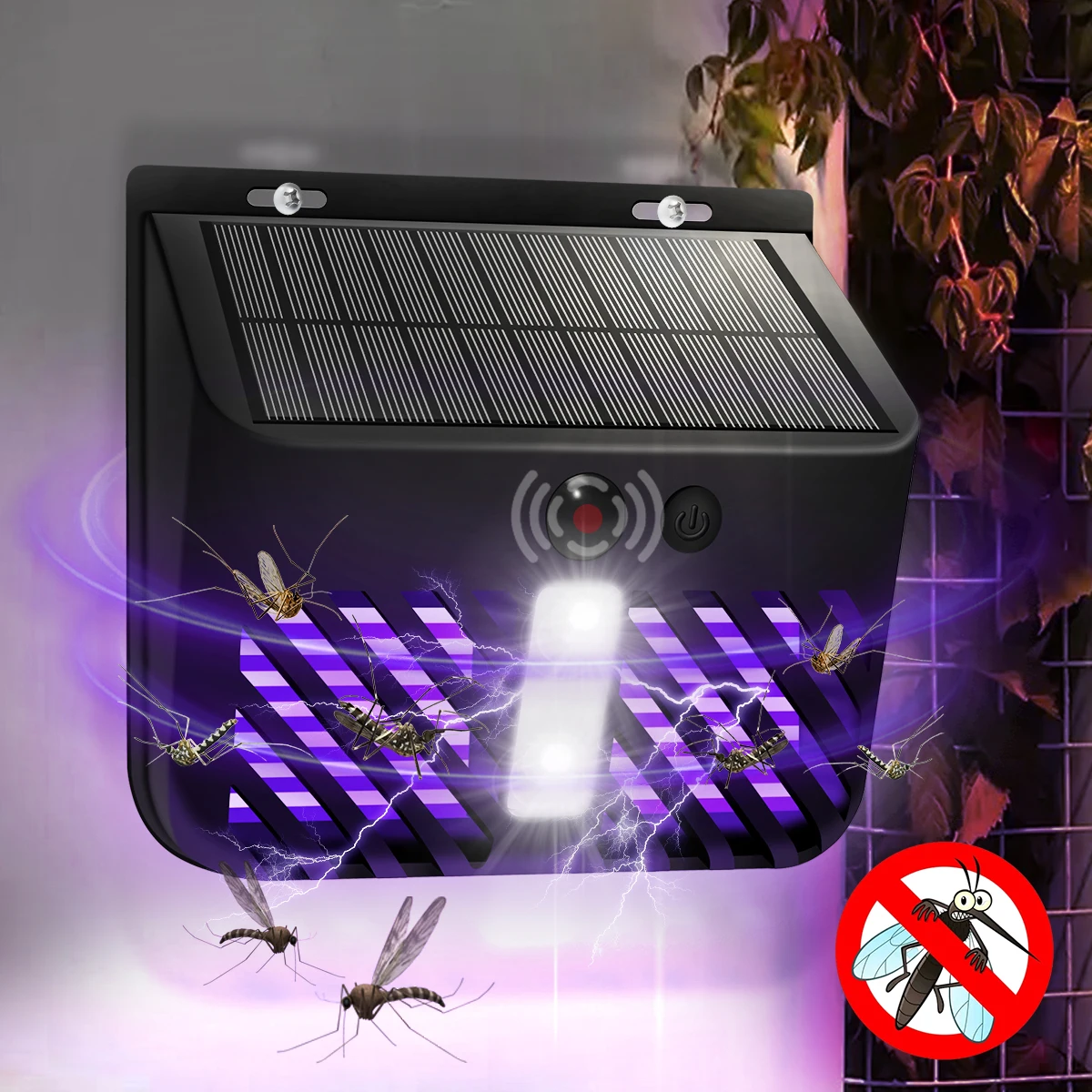 Exterminador de insectos Solar para exteriores, exterminador de mosquitos con luz LED, trampa para moscas, trampa para insectos, Mata mosquitos con carga Solar para Patio