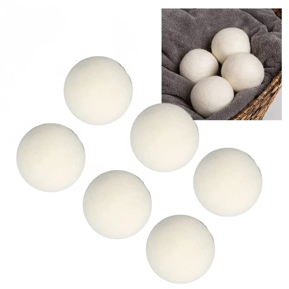 6pcs High Density Wool Drying Balls 4cm/1.6in Adsorb Impurities Wool Dryer Balls Reduce Static Electricity Soft Wool