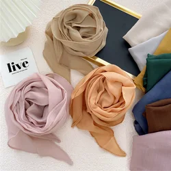 Solid Color Cotton Linen Neckerchief Large Diamond Scarf Female Spring Autumn Summer Fashion Literary Student Decorative Muffler