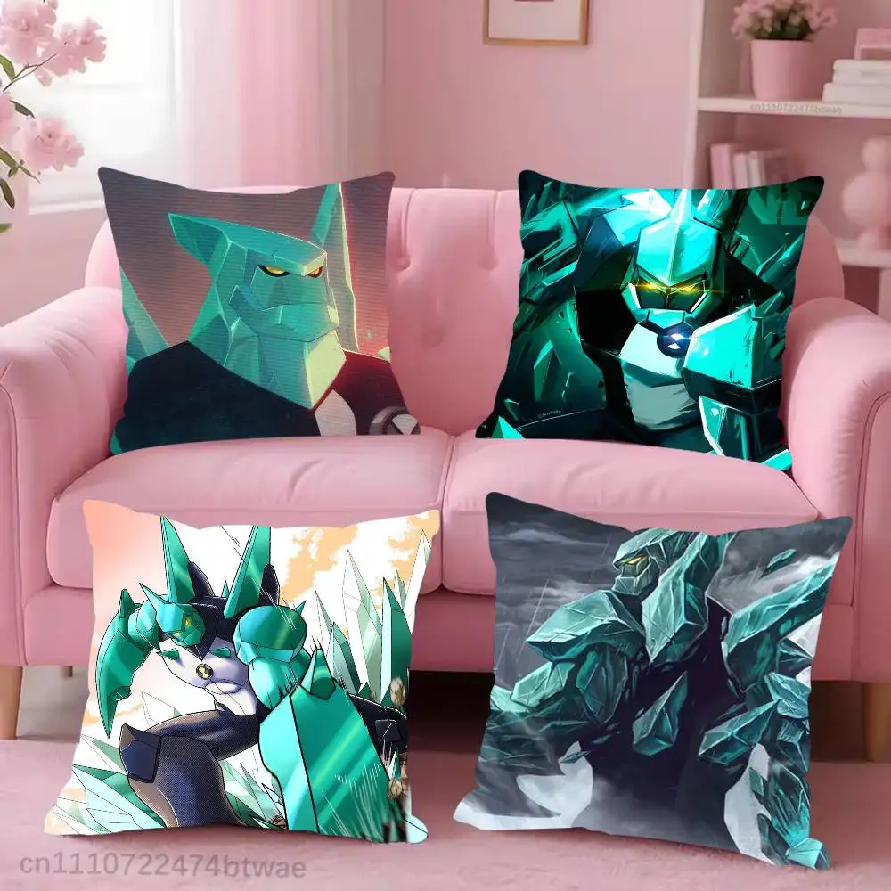 Anime Ben10 Diamondhead Pillow Case For Sofa Bedroom Living Room Plush Cushion Cover Decorations and Protector