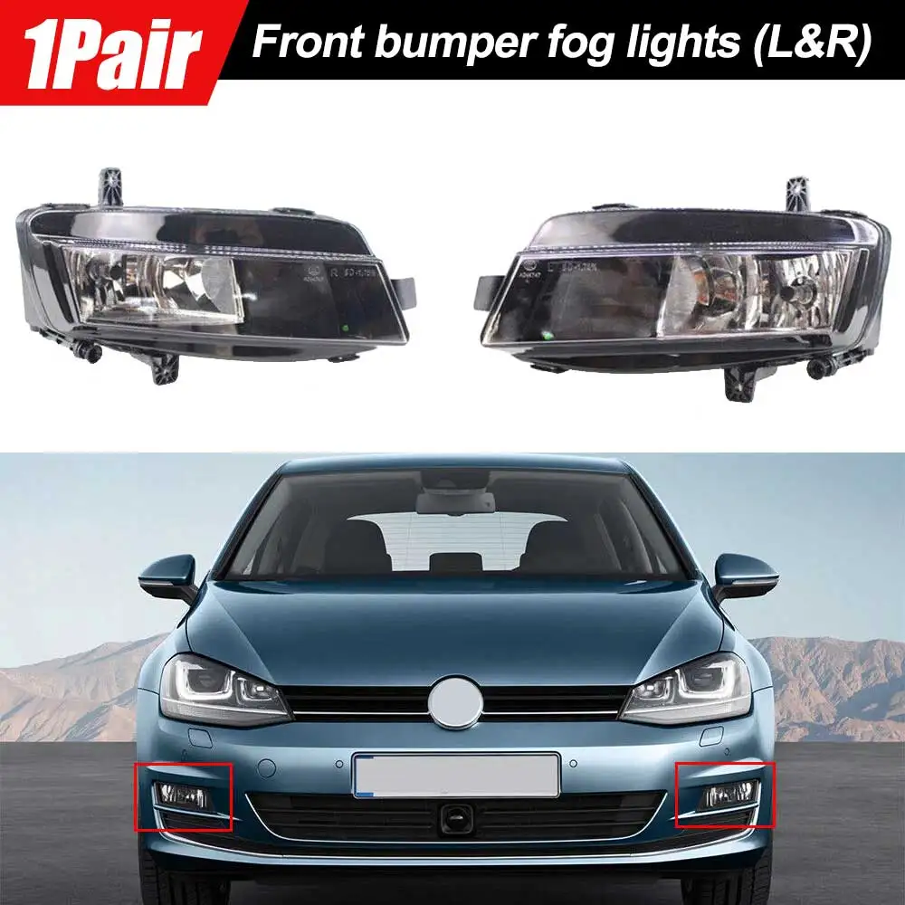 

1 Pair For VW Golf 7 MK7 2013 2014-2017 Front Bumper Fog Light With Halogen Bulb