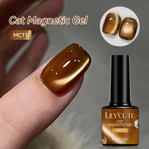 LILYCUTE 7ml café oro brillo gato Gel magnético invierno otoño rojo marrón serie remojo UV LED Gel polaco manicura arte de uñas