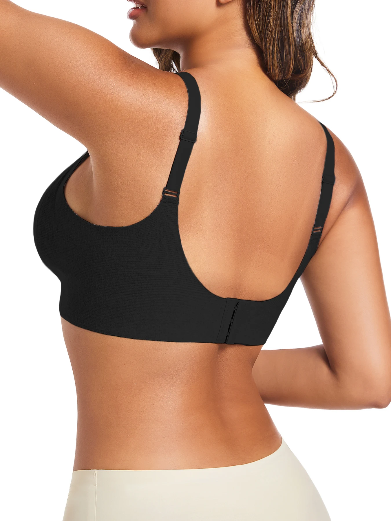 1шт женский повседневный черный бюстгальтер пуш-ап из средней эластичной ткани