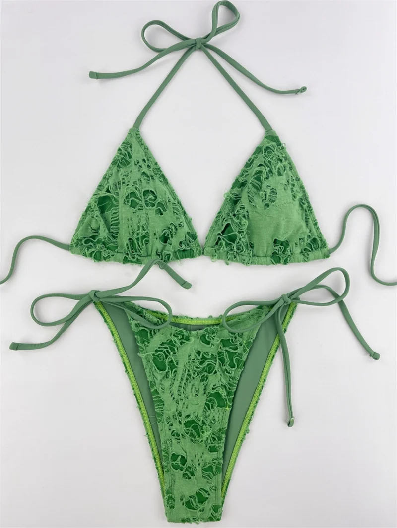 Gescheurde Sexy Bikini Damesbadkleding Badpak Braziliaanse 2-delige Plooien Bikini 'S Push-Up Badpak Nieuw