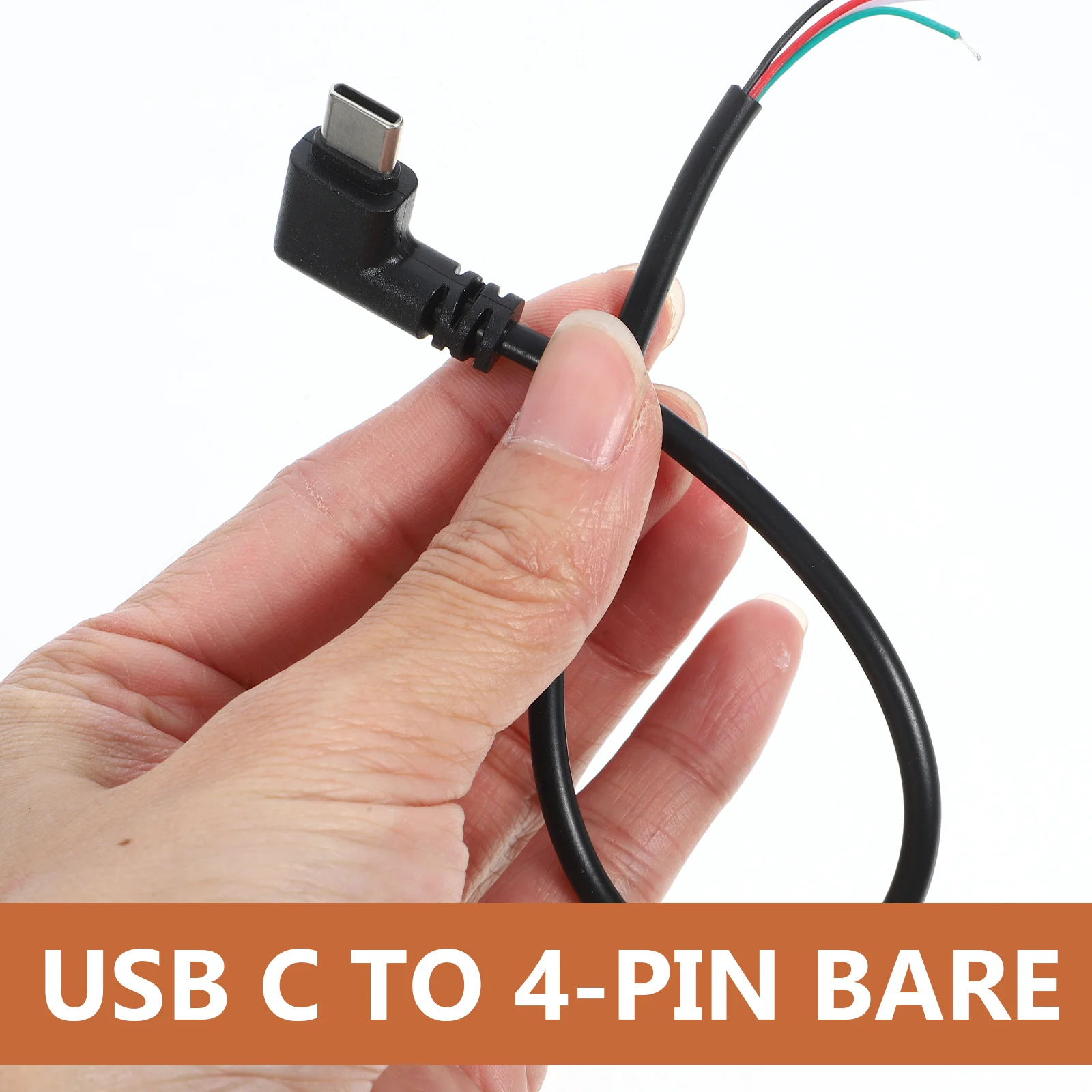 

4Pcs USB Data Cable Short Right Angle Type C to 4 Pin Bare Wire Open End Wire 90 Degree USB Type C Male Plug Durable Repair