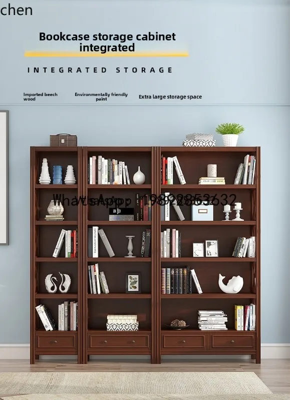 b3 solid wood bookcase household living room simple floor bookshelf multi-layer shelf storage living room decoration