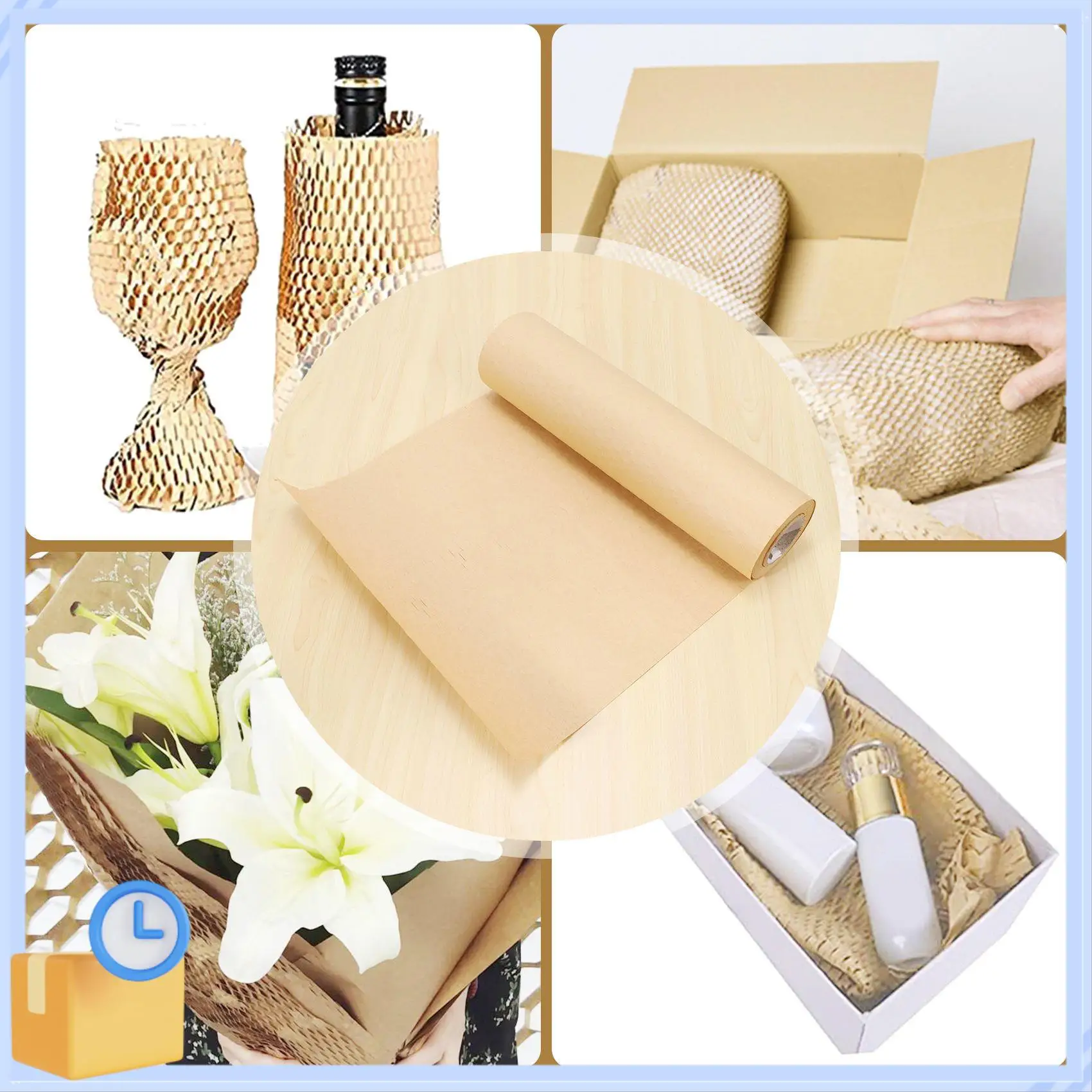 人気のハニカム包装紙クッションクラフト紙ラップロール 11.8インチ x 65フィート 環境に優しいハニカム保護ラップ